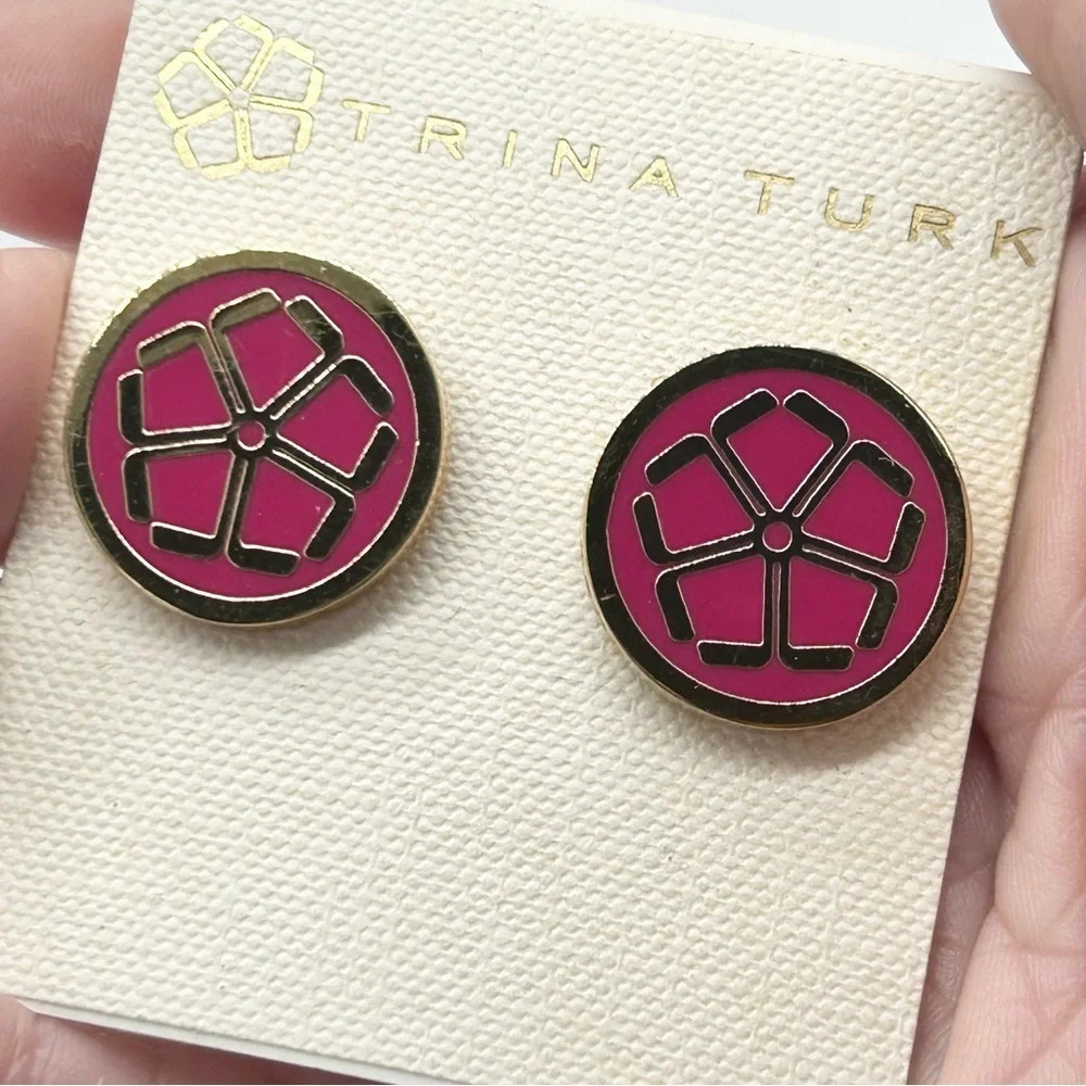 Trina Turk Pink Meddalion Earrings NWT